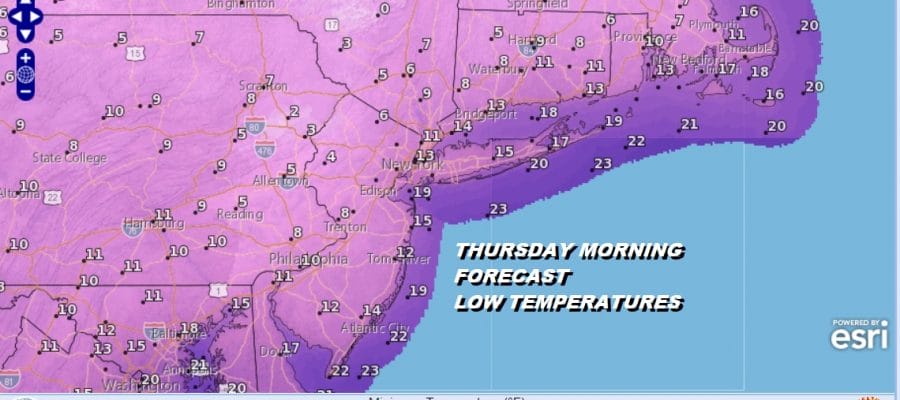 THURSDAY MORNING FORECAST LOW TEMPERATURES