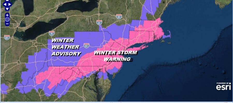 Winter Storm Warning New Jersey NYC Long Island Hudson Valley Connecticut