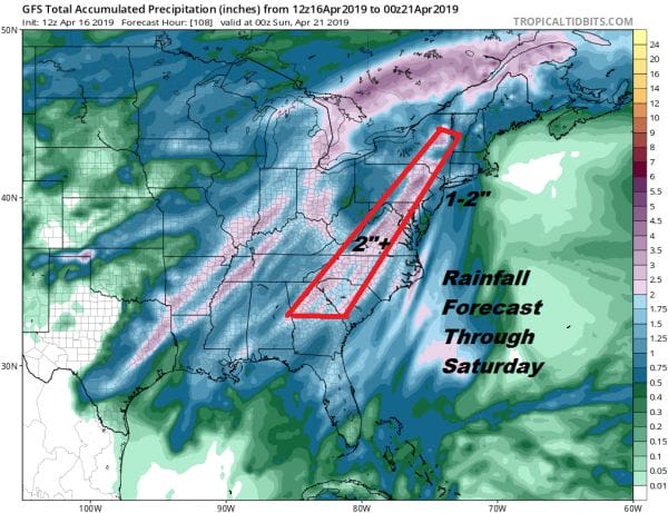 Rain Thunderstorms Friday Night Saturday Showers Linger Easter Sunday