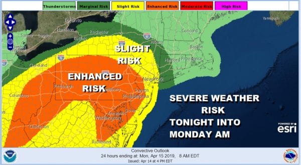SEVERE WEATHER            RISK TONIGHT INTO MONDAY AM