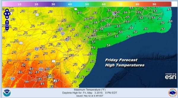 Warm Front Settles Overhead 80 West 60 West Gloomy Friday Weekend