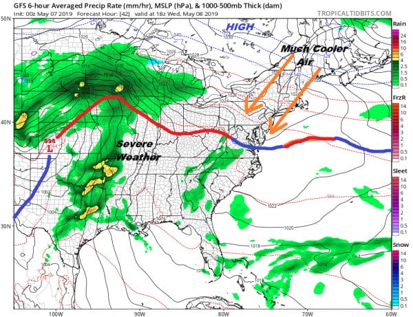 Sunshine Late Day Shower Thunderstorm Onshore Flow Returns Wednesday