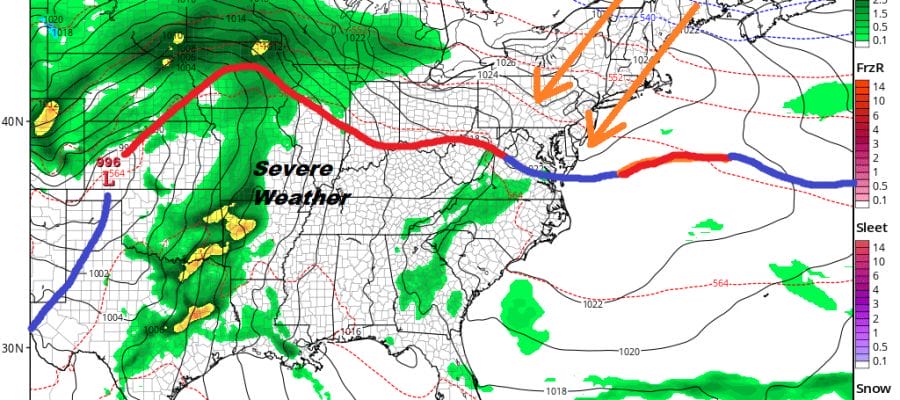 Sunshine Late Day Shower Thunderstorm Onshore Flow Returns Wednesday
