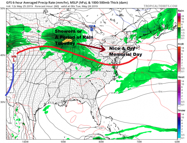 Some Showers Thunderstorm Warm Front Approaches Warm Humid Sunday