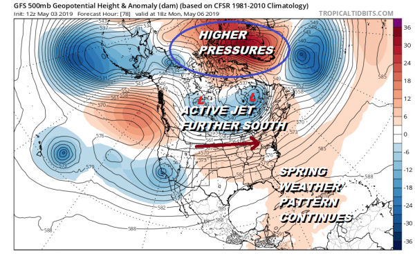 Active Spring Pattern Continues Long Range