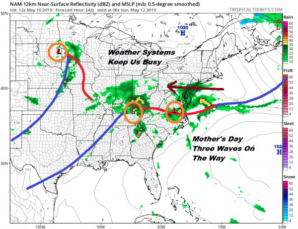 Showers On & Off Into Tonight, Dry Saturday Cloudy Wet At Times Sunday Into Tuesday