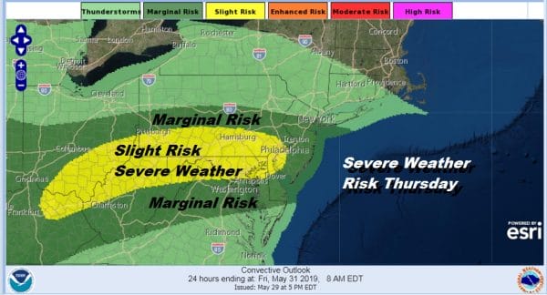 Severe Weather Risk Thursday A Bit Less Than Last Two Days