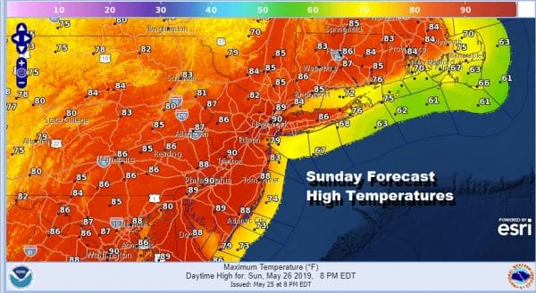 Very Warm Humid Sunday Late Thunderstorm Cooler Less Humid Memorial Day