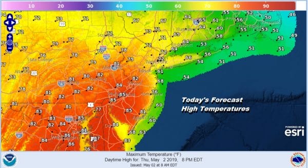 Warm Front Settles Overhead 80 West 60 West Gloomy Friday Weekend