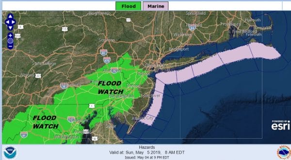 Flood Watch Sunday Parts of New Jersey Washout Sunday