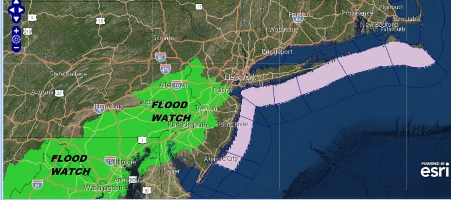 Flood Watch Sunday Parts of New Jersey Washout Sunday