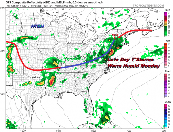 Late Day T'Storms Warm Humid Monday