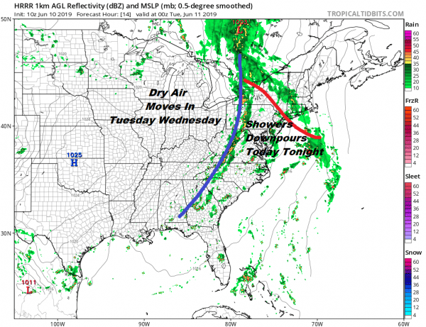 Downpours Later Today Tonight Week Ahead & Father's Day Weekend Outlook