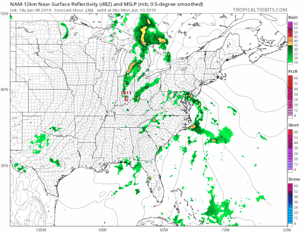 Downpours Thunderstorms Monday Monday Night Dry Warm Tuesday