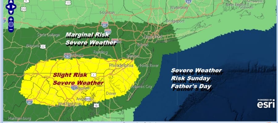 Severe Weather Risk Father's Day Chance Showers Thunderstorms Late Today