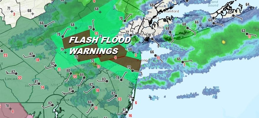 Flash Flood Warnings Continue Across Northern New Jersey This Evening