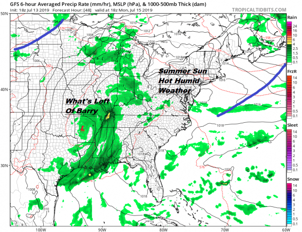 Summer Weather Continues Next Week Tropical Storm Barry Well Inland