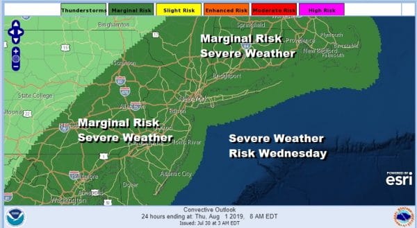 Severe Weather Risk Wednesday Hot Humid Weather Continues