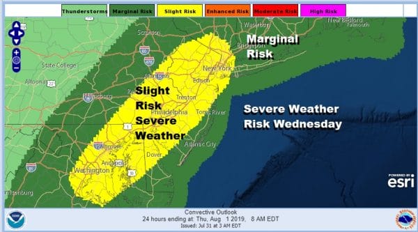 Severe Weather Risk Raised This Afternoon Evening New Jersey Eastern Pennsylvania