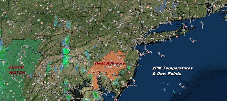 2PM Temperatures & Dew Points
