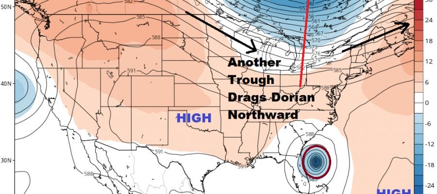 Severe Hurricane Dorian 150 MPH Winds Continues West Florida Risk Diminishing
