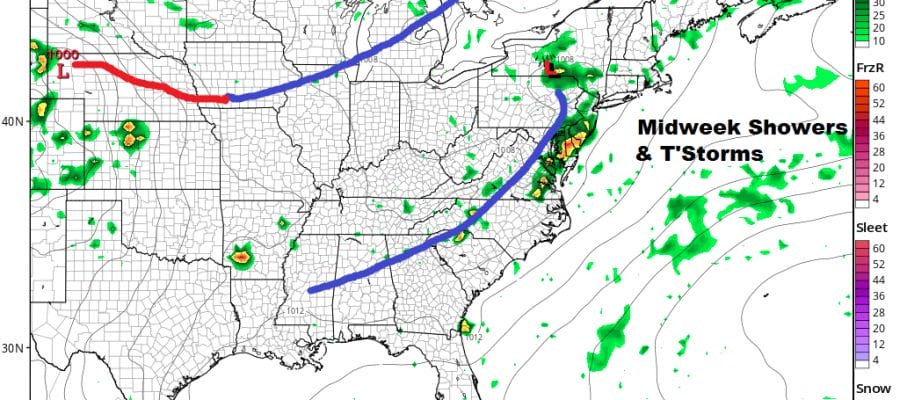 We aren't seeing too much happening on the satellite this morning with just a few clouds
