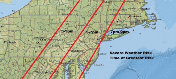 Severe Weather Likely Late Today North Carolina to Western New England