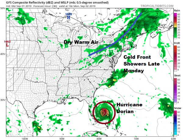 Labor Day Weekend Continues Clouds Some Sun Sunday Shower Thunderstorm Late Monday