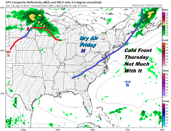 Scattered Showers Tonight As Cold Front Passes Back to Sunshine Tuesday Wednesday