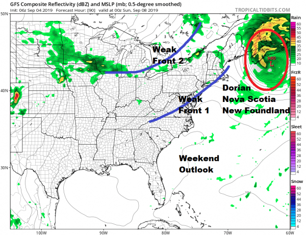 Severe Thunderstorm Watch Cold Front Nears Dorian To Pass South Friday