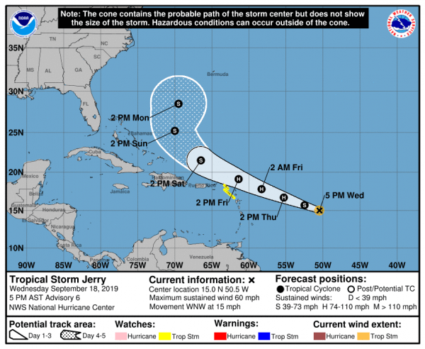 Humberto Hurricane Waring Bermuda Jerry Tropical Storm Watch St Maarten St Barthelemy