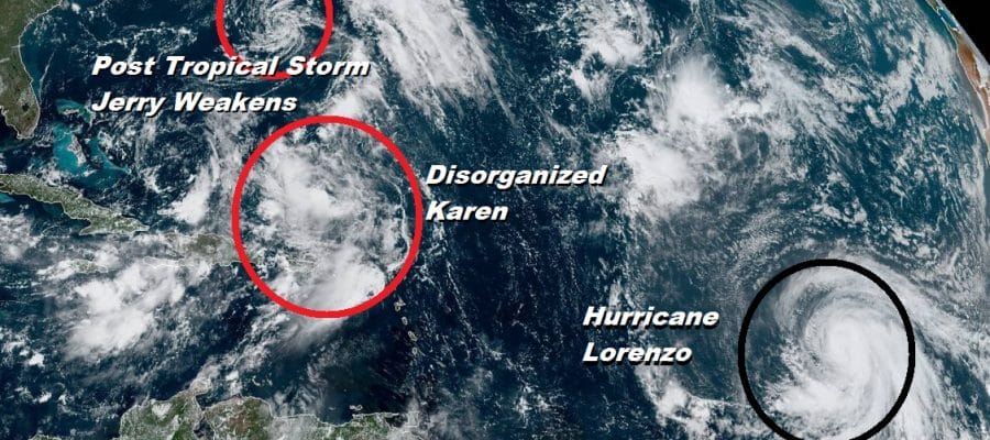 Tropical Storm Karen Disorganized Hurricane Lorenzo Will Become a Major Hurricane Central Atlantic