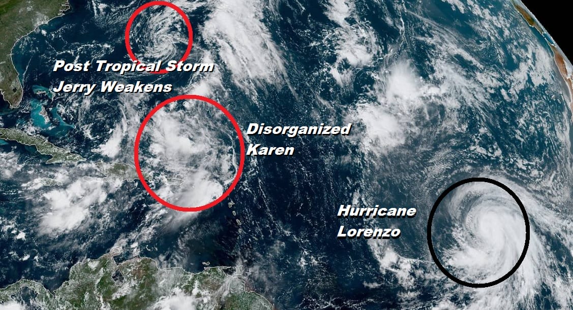 Tropical Storm Karen Disorganized Hurricane Lorenzo Will Become a Major Hurricane Central Atlantic