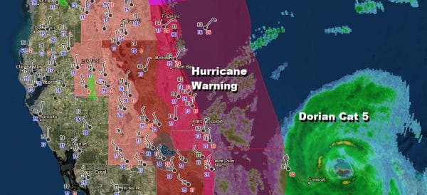 Hurricane Dorian Crawling Over Grand Bahama Warnings Continue Parts of Florida