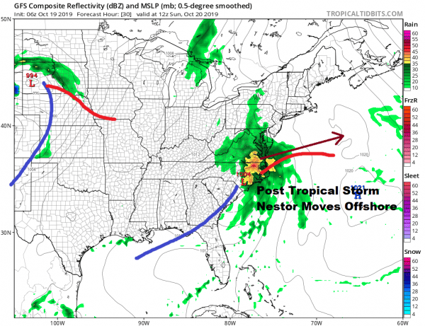 Nestor Heads Northeast Post Tropical Grazing Of Rain Possible Sunday