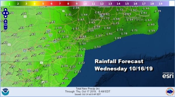 Rainfall Forecast Wednesday 10/16/19