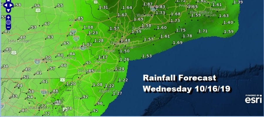 Rainfall Forecast Wednesday 10/16/19