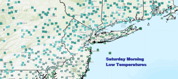 Very Chilly Morning Sunny Saturday Clouds & Sun Sunday Rain Late Monday
