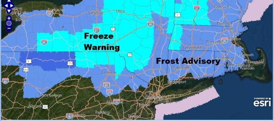 Frost Advisory Northwest New Jersey Hudson Valley