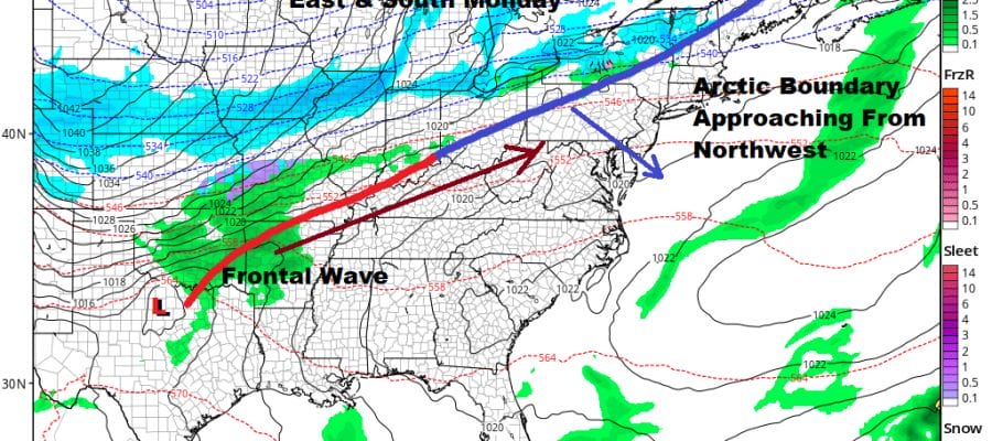 Warmer Sunday Monday Arctic Front Arrives Chance Snow Tuesday
