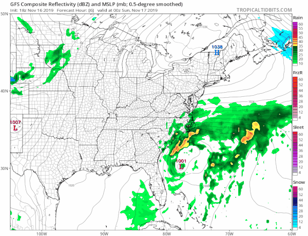 Coastal Storm Off Southeast Coast To Pass Well East Sunday Night Monday