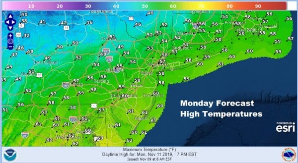 Saturday Sunshine High Clouds Warmer Sunday Monday Arctic Front Tuesday