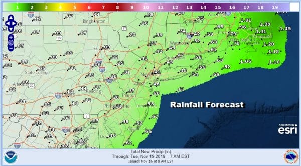 Coastal Flood Watch Cold Returns Gusty Winds Highs 30s Rain Chance Waits Until Monday