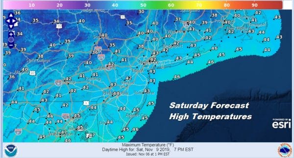 Saturday Forecast High Temperatures