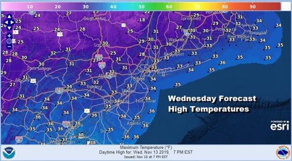 Wednesday Forecast High Temperatures