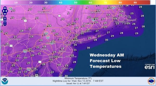 Arctic Cold Front Quick Burst Mix Snow Near Record Lows Wednesday Morning
