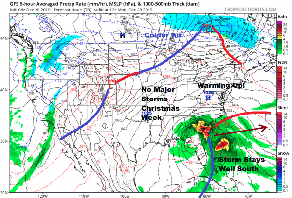 Temperatures Moderate into Next Week No Major Storms or Minor Ones Through Christmas