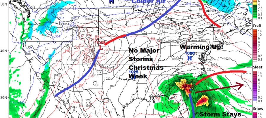 Temperatures Moderate into Next Week No Major Storms or Minor Ones Through Christmas