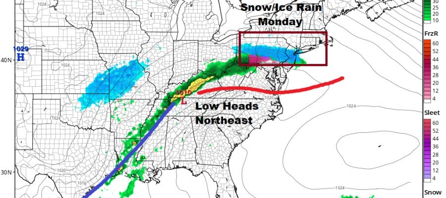 Heavy Rains Moving Northeast Shower On & Off Dry Sunday Snow Ice Rain Monday