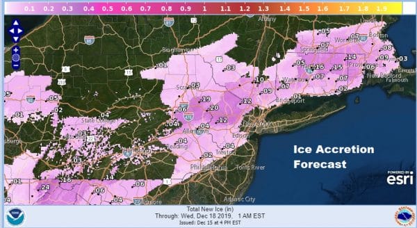 Winter Weather Advisories South Central Pennsylvania to Southern New England NW of I-95
